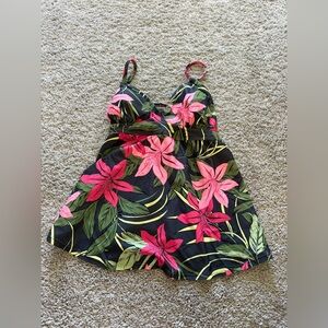Floral Bikini Top with Pink and Green Accents
